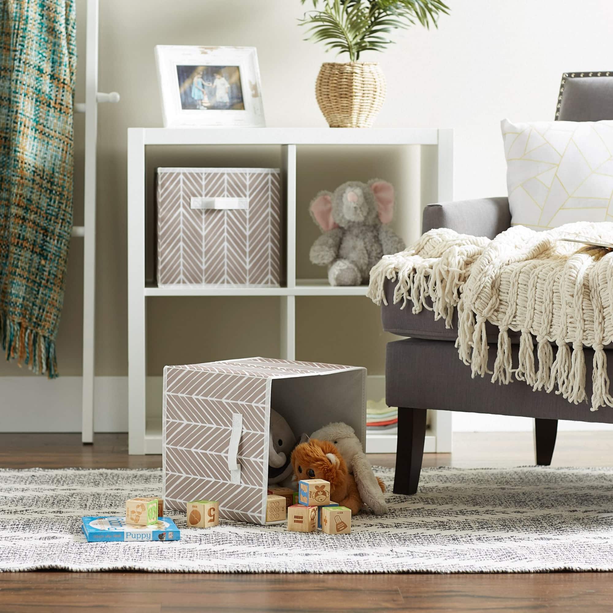 DII® 11" Stone Herringbone Storage Cube, 2ct.